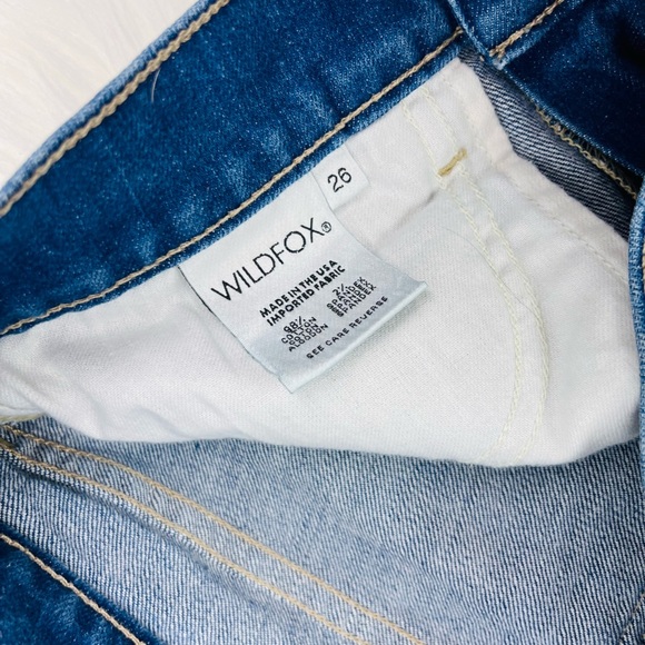 Wild fox Hello Legs Blue Distressed Raw Hem Denim Short Jeans Shorts - Picture 4 of 7